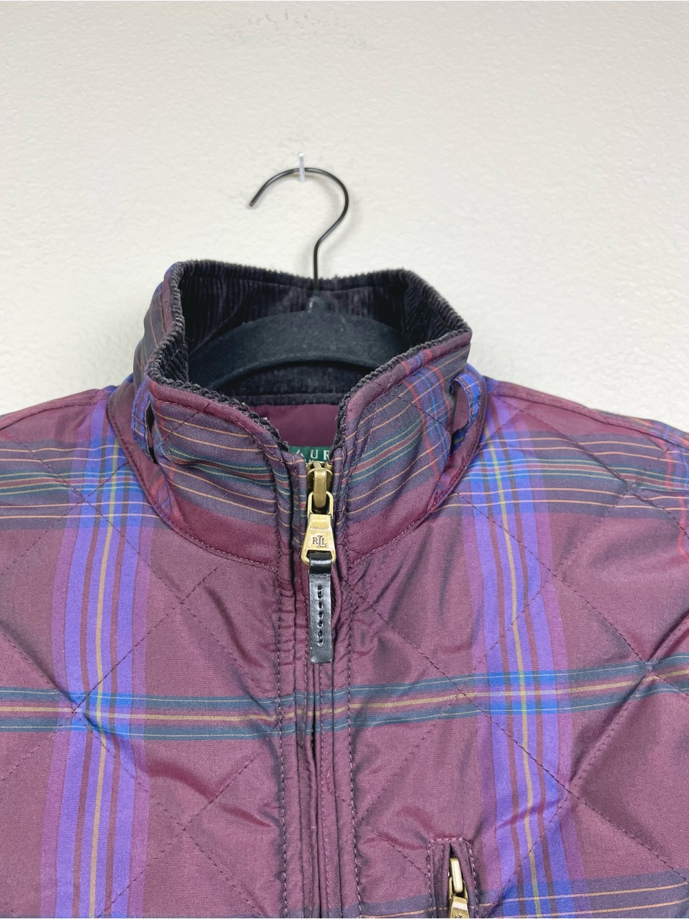 Lauren Ralph Lauren Women's Large Tartan Plaid Quilted Full Zip Vest Equestrian - Picture 3 of 16